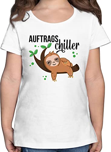 T-Shirt Mädchen - Tiermotiv Animal Print - Auftragschiller mit Faultier schwarz - 152 (12/13 Jahre) - Weiß - Shirt Kinder und Text tiermotiven mädels Tshirt Animals t Shirts Tiere Kindershirt von Shirtracer