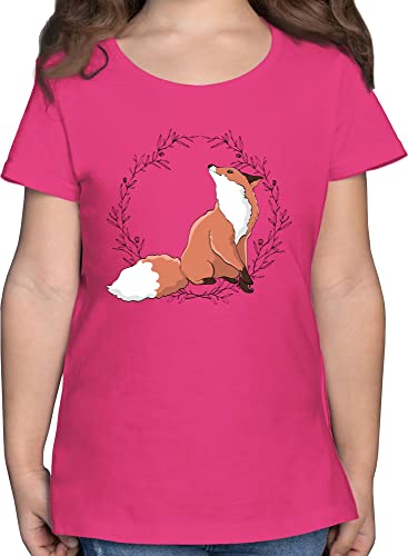 T-Shirt Mädchen - Tiermotiv Animal Print - Fuchs Fox Gechenk - 164 (14/15 Jahre) - Fuchsia - Fuchs-t-Shirt tiermotive Kita Tshirt tiermotiven fuchsmotiv Shirt Tier Kindergarten Shirts Animals von Shirtracer