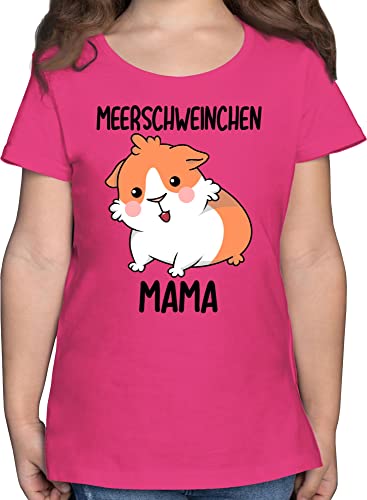 T-Shirt Mädchen - Tiermotiv Animal Print - Meerschweinchen Mama - 128 (7/8 Jahre) - Fuchsia - Guinea Pig Shirts tiermotive Kinder Kind Tshirt Tiere t-Shirts Tieren t Shirt Animals Kindershirt von Shirtracer