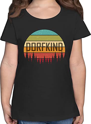 T-Shirt Mädchen - Trend Kinderkleidung und Co - Dorfkind I Dorfkinder Geschenk I Ich Bin EIN Dorfkind Stolz Drauf Dorf - 140 (9/11 Jahre) - Schwarz - Kinder Tshirt t Shirt Kind Shirts t-Shirts für von Shirtracer