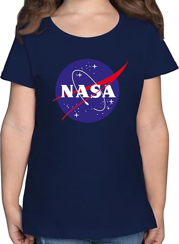 T-Shirt Mädchen - Trend Kinderkleidung und Co - Raumfahrt NASA Meatball Logo I - 128 (7/8 Jahre) - Dunkelblau - Tshirt Kids Kind Space Shirt Kinder Patch Shirts Sternen t-Shirts Astronaut von Shirtracer
