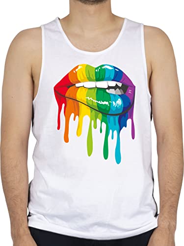 Tank Top Männer - Kleidung Pride Flag - Lippen LGBT & LGBTQ - S - Weiß - lgbtqia Regenbogen Shirt Herren Gay lippe Tanktop achselshirt axelshirt ärmelloses t-Shirt Shirts Tank-top Muskel-Shirt von Shirtracer