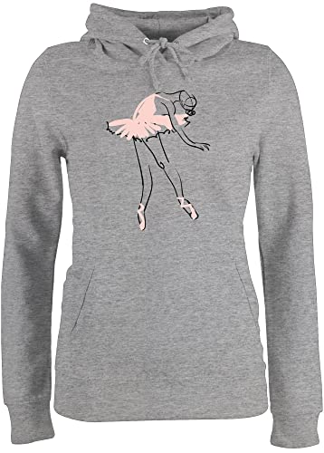 Pullover Damen Hoodie Frauen - Tanzen Geschenk - Balletttänzerin Ballerina - L - Grau meliert - Dance Geschenke Ballet Oberteile Ballett Tanz balett Oberteil tänzer Figur Kapuzenpullover tänzerin von Shirtracer