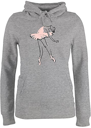 Pullover Damen Hoodie Frauen - Tanzen Geschenk für Ballett & Co. - Balletttänzerin Ballerina - XS - Grau meliert - Ballett Kinder - JH001F von Shirtracer