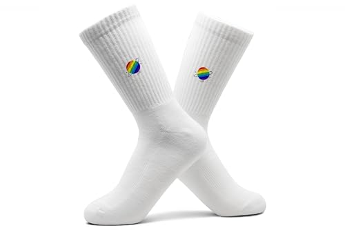 Pride Socken Planet Love Regenbogen Tennissocken LGBTQ Accessoires CSD Outfit Christopher Street Day Tennissocken Regenbogen I - 37-41 - Weiß - socken￼ lgbt lesbisch damen herren 43-46 rainbow von Shirtracer