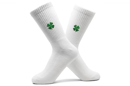 St. - Tennissocken Kleeblatt Saint Patricks Day Socken Glücksbringer Tennissocken I Glückssocke Shamrock I Kleeblattsocken - 42-46 - Weiß - glückssocken patrick klee sportsocken herren mit motiv von Shirtracer