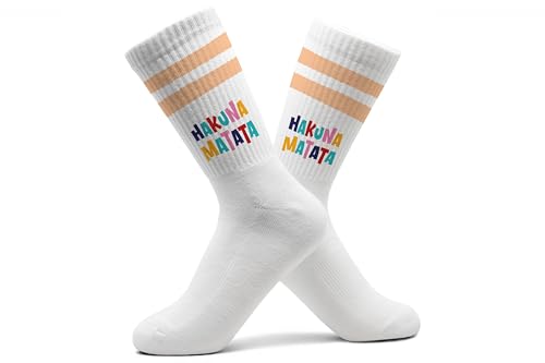 Statement - Socken Hakuna Matata Tennissocken Alles in Ordnung I Keine Sorge Tennissocken Kein Problem - 37-41 - Pastell Orange - spruch statements sprüche socks mit damen sportsocken herren 39-42 von Shirtracer