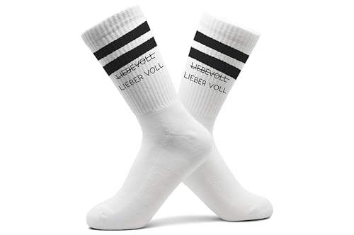 & Alkohol - Liebevoll lieber voll Socken Mallorca Partysocken Malle Outfit Tennissocken lieber voll I Tennissocken Mallorca Party Outfit - 37-41 - Schwarz - witzig damen saufen witzige männer von Shirtracer