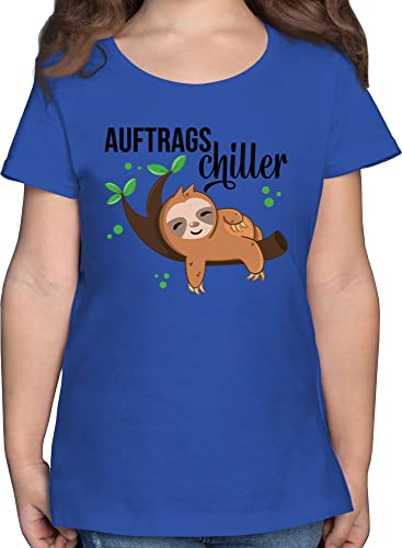 T-Shirt Mädchen - Tiermotiv Animal Print - Auftragschiller mit Faultier schwarz - 164 (14/15 Jahre) - Royalblau - t Shirt Kinder Shirts mädels Tshirt t-Shirts und Text tiermotiven Kindershirt von Shirtracer