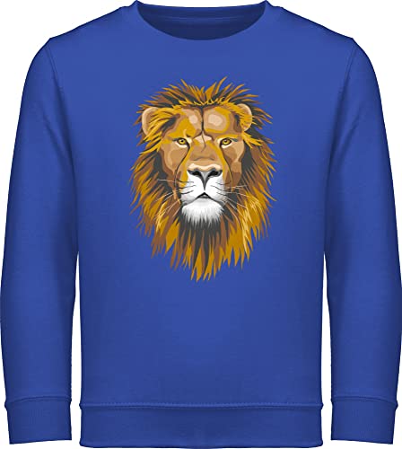 Shirtracer Sweatshirt Kinder Pullover für Jungen Mädchen - Tiermotiv Animal Print - Löwe - 152 (12/13 Jahre) - Royalblau - tiermotive Sweater Tiere Fun-Sweatshirts Tier Pulli tiermotiven Kind Tieren von Shirtracer