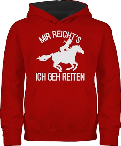 Shirtracer Pullover Kinder Hoodie Jungen Mädchen - Pferd Pferde - Mir reicht's ich GEH Reiten - 140 (9/11 Jahre) - Rot/Schwarz - pferdesprüchen mit reichts Pulis pferdefan reichts, Winterpullover von Shirtracer