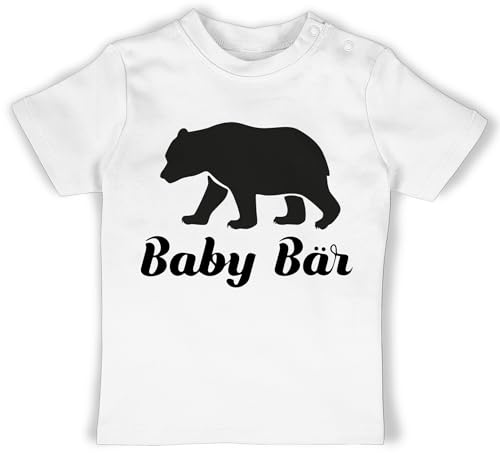 T-Shirt Mädchen Jungen - Tiermotiv Animal Print - Baby Bär - 3/6 Monate - Weiß - Family Outfit tiermotive Bear Tshirt Partnerlook BAER Shirt Familie Look Kleiner Tshirts tiermotiven Shirts Tier von Shirtracer