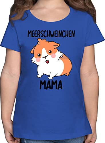 T-Shirt Mädchen - Tiermotiv Animal Print - Meerschweinchen Mama - 152 (12/13 Jahre) - Royalblau - Tshirt Kind Kinder Shirt t Shirts t_Shirt für Kinder-t-Shirts tiermotive Guinea Pig Kindershirt von Shirtracer