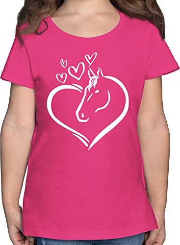 T-Shirt Mädchen - Pferd Pferde - Pferdeportrait - 164 (14/15 Jahre) - Fuchsia - pferdeshirts reitshirt, für Kinder reiten Horses kindershirts reitshirt reitkleidung Tshirt pferdeliebhaber von Shirtracer