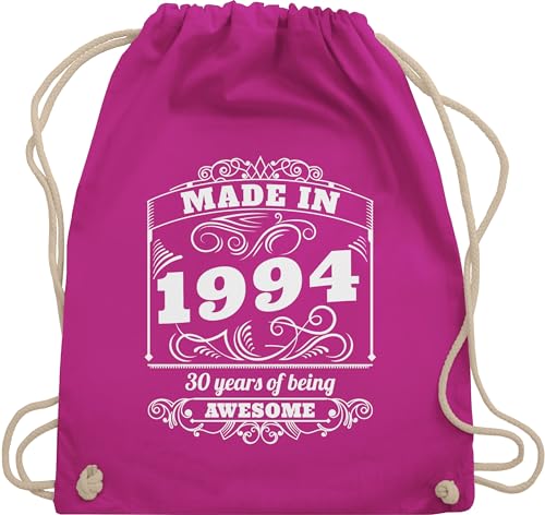 Turnbeutel Rucksack - 30. Geburtstag - Made in 1994 Thirty years of being awesome - Unisize - Fuchsia - geschenk für 30 jährigen mann 30iger 1992 sportbeutel tochter 30-geburtstag juterucksack von Shirtracer