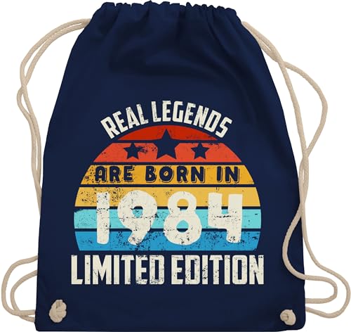 Turnbeutel Rucksack - 40. Geburtstag - Real Legends are born in 1984 Limited Edition Vintage Vierzigster - Unisize - Navy Blau - turn beutel 40 geburtstagsgeschenk turnbuetel vierzig rucksackbeutel von Shirtracer