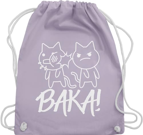 Turnbeutel Rucksack - Anime Geschenke - Baka! mit Katzen - weiß - Unisize - Pastell Lila - sportbeutel stoff beuteltasche bag baumwollbeutel backpack stofftasche tasche sporttasche bags taschen von Shirtracer