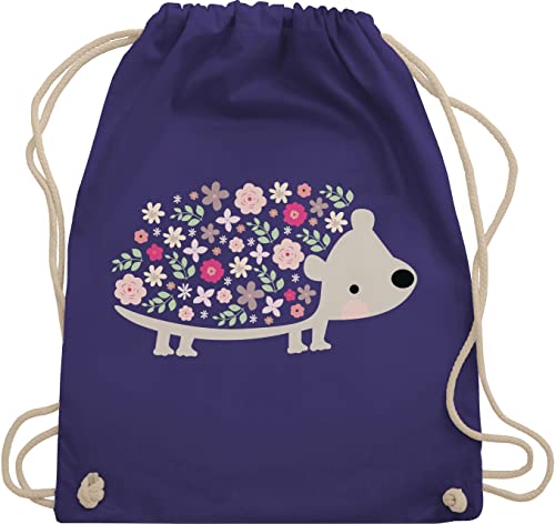 Turnbeutel Rucksack - Ostergeschenk Ostern - Süßer Igel Frühlingstiere mit Blumen - Unisize - Lila - beutel kinder rucksäcke kindergarten junge sport kleinigkeit turnsäckchen ostermotiv von Shirtracer