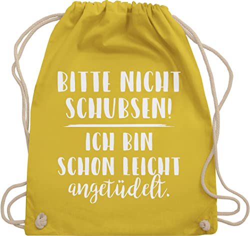 Turnbeutel Rucksack - Festival Zubehör - Bitte nicht schubsen ich bin schon leicht angetüdelt - Party - Unisize - Gelb - habe geschenkebeutel mit coolem spruch angetüddelt taschen damen sprüche von Shirtracer