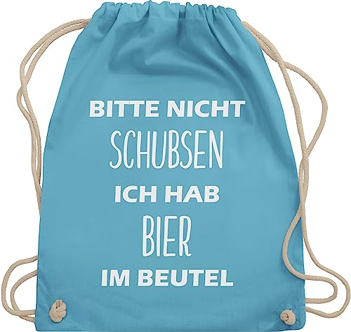 Turnbeutel Rucksack - Festival Zubehör - Bitte nicht schubsen ich hab Bier im Beutel - Unisize - Hellblau - festival+beutel habe rucksäcke geburtstagsgeschenk für männer 20 beutel+für+festival von Shirtracer