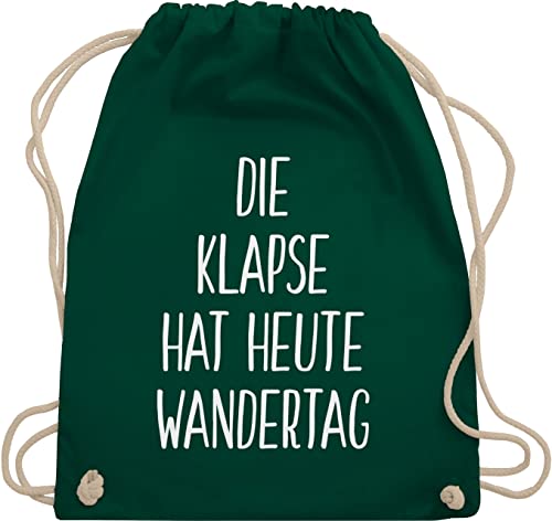 Turnbeutel Rucksack - Festival Zubehör - Die Klapse hat heute Wandertag - Unisize - Dunkelgrün - spruche stoffbeutel mit kordelzug bedruckt spruch sachen für sport beutel - sprüche turnsackerl von Shirtracer