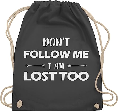 Turnbeutel Rucksack - Festival Zubehör - Don't follow me I am lost too - Pfeile - Unisize - Dunkelgrau - turnen tasche sporttasche beutel stoff gymsack taschen turnsack gymbag gym bag sportrucksack von Shirtracer