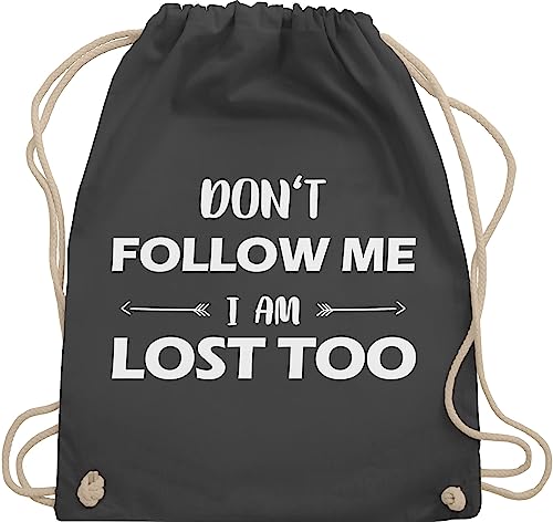 Turnbeutel Rucksack - Festival Zubehör - Don't follow me I am lost too - Pfeile - Unisize - Dunkelgrau - tasche dont sportbeutel stoff beutel+für+festival don,t i'm gymbag für me, bags baumwolle von Shirtracer