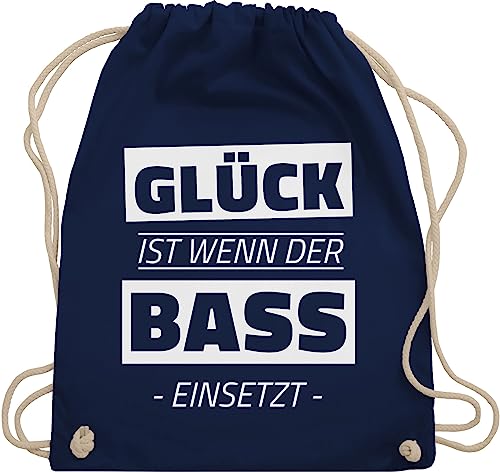 Shirtracer Turnbeutel Rucksack - Festival Zubehör - Glück ist wenn der Bass einsetzt - Unisize - Navy Blau - beutel für konzerte festivals raver stoffbeutel festivaltasche festivalzubehör sportbeutel von Shirtracer