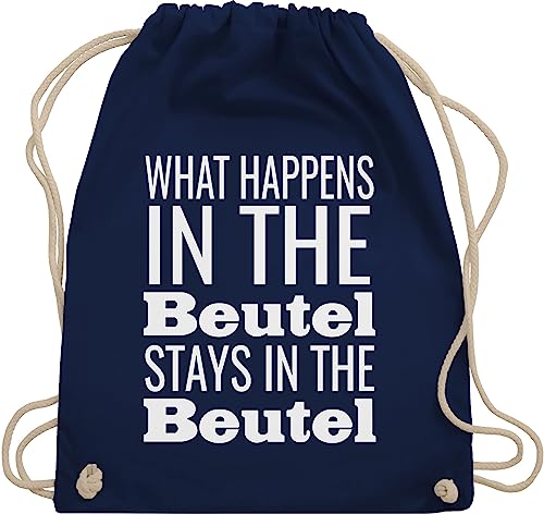 Turnbeutel Rucksack - Festival Zubehör - What happens in the Beutel stays in the Beutel - Unisize - Navy Blau - festival-bag geschenk weihnachten beuteltasche festivaltasche konzert stoffbeutel von Shirtracer