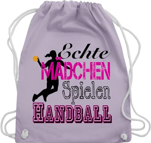 Turnbeutel Rucksack - WM 2023 Trikot Ersatz - Echte Mädchen Spielen Handball - Unisize - Pastell Lila - sportbeutel baumwolle baumwollbeutel groß beutel kinder turnsäckchen bags backpack tasche von Shirtracer