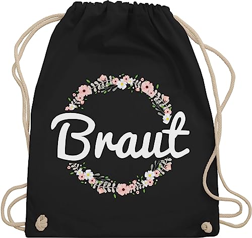 Turnbeutel Rucksack - Braut Blumenkranz - Unisize - Schwarz - hen party accessories jungesellinnenabschied outfit jungesselnabschied bridal turnsack utensilien junggesellinnenabschied jga beutel von Shirtracer