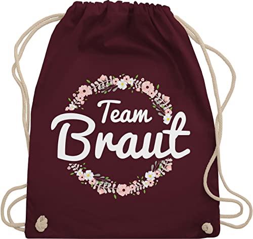 Turnbeutel Rucksack - Team Braut Blumenkranz - Bride Crew - Unisize - Bordeauxrot - jga frauen gym tasche junggesellenabschied damen sporttasche jungesellinnenabschied frau turnsack von Shirtracer