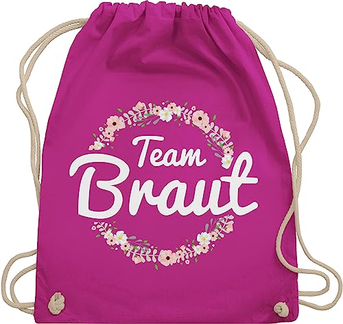 Turnbeutel Rucksack - JGA Junggesellenabschied Frauen - Team Braut Blumenkranz - Bride Crew - Unisize - Fuchsia - hen party accessories brauttaschen jungesselnabschied bridemaid beutel von Shirtracer