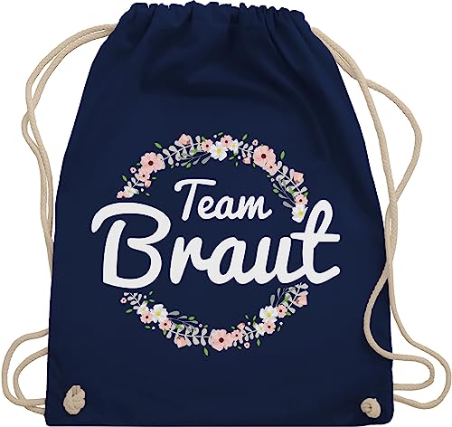 Turnbeutel Rucksack - JGA Junggesellenabschied Frauen - Team Braut Blumenkranz - Bride Crew - Unisize - Navy Blau - hen party accessories brauttaschen jungesselnabschied bridemaid beutel von Shirtracer