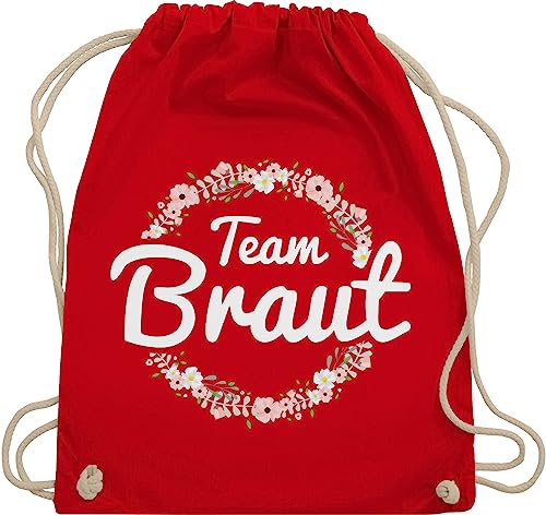 Turnbeutel Rucksack - Team Braut Blumenkranz - Bride Crew - Unisize - Rot - polterabend jga beutel goodie bag junggesellenabschied poltern junggesellinnenabschied turnsäcke frauen hen party von Shirtracer