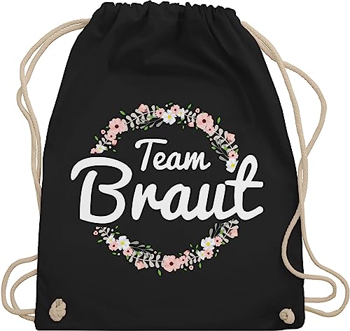 Turnbeutel Rucksack - JGA Junggesellenabschied Frauen - Team Braut Blumenkranz - Bride Crew - Unisize - Schwarz - hen party accessories brauttaschen jungesselnabschied bridemaid beutel von Shirtracer