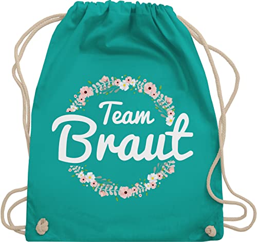 Turnbeutel Rucksack - Team Braut Blumenkranz - Bride Crew - Unisize - Türkis - jga damen backpack utensilien junggesellinnenabschied sportrucksack bachelorette party accessories von Shirtracer