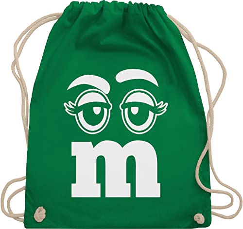 Turnbeutel Rucksack - Karneval & Fasching - Taschen - M und M Augen - Unisize - Grün - kinderturnbeutel tasche fasnacht umhängebeutel wurftaschen carneval sportbeutel karneval& baumwollbeutel von Shirtracer