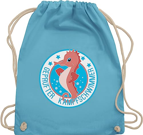 Turnbeutel Rucksack - Kinder Sport Kleidung - Seepferdchen Schwimmer - Unisize - Hellblau - geschenk kinderturnbeutel 25. geburtstag schwimmen stoffturnbeutel tasche kampfschwimmer stoffbeutel von Shirtracer