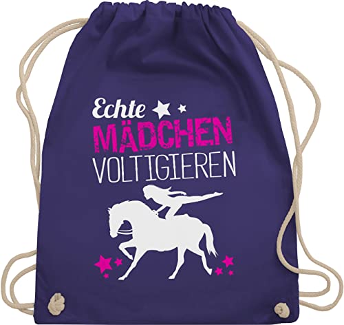 Turnbeutel Rucksack - Pferde - Taschen - Echte Mädchen voltigieren - Unisize - Lila - reiter kinderbeutel pferd pferdebesitzer beutel kinder sportbeutel horse sporttasche geschenk pferdemotiven von Shirtracer