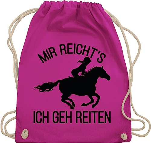 Shirtracer Turnbeutel Rucksack - Pferde - Taschen - Mir reichts ich geh reiten - Unisize - Fuchsia - pferdegeschenkartikel reitrucksack für reiter pferd reicht's beutel pferdezubehör mädchen geschenk von Shirtracer