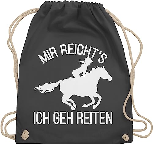 Turnbeutel Rucksack - Pferde - Taschen - Mir reicht's ich geh Reiten - Unisize - Dunkelgrau - reitersachen für mädchen stallbeutel pferden sprüche pferd beutel baumwolle reit sachen reitbedarf von Shirtracer