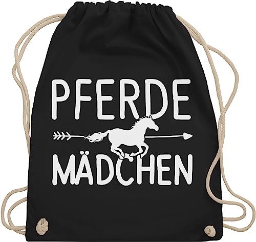 Shirtracer Turnbeutel Rucksack - Taschen - Pferde Mädchen - Pferdemädchen - Unisize - Schwarz - pferdetaschen stalltasche pferd pferdeliebhaber fjordis stoffrucksack reiterzubehör pferdebeutel reiten von Shirtracer