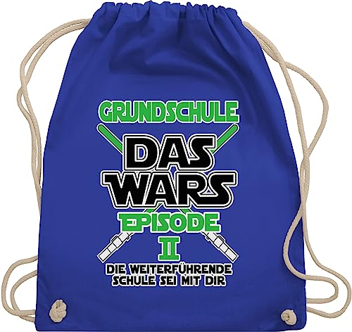 Shirtracer Turnbeutel Rucksack - Schulanfang & Einschulung Geschenk - Grundschule Das Wars - Episode 2 - Die Weiterführende Schule sei mit dir - weiß - Unisize - Royalblau - geschenke für 1 schultag von Shirtracer