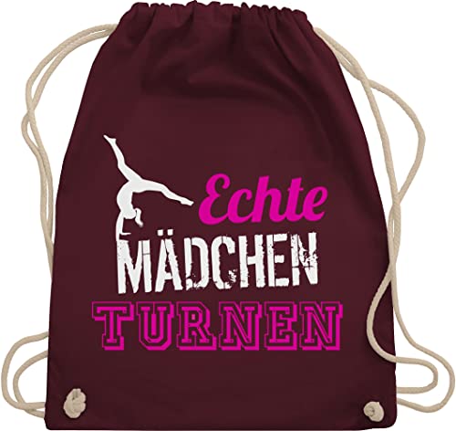 Shirtracer Turnbeutel Rucksack - Echte Mädchen turnen - Geschenk Turnerin - Unisize - Bordeauxrot - baumwolle beutel rucksäcke kinderturnbeutel beuteltasche rucksackbeutel stoffbeutel stoffsackerl von Shirtracer