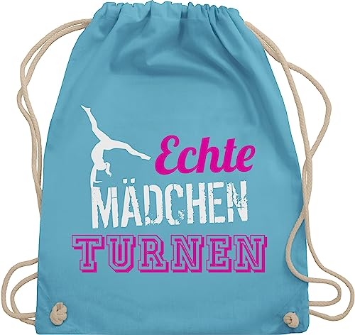 Turnbeutel Rucksack - Echte Mädchen turnen - Geschenk Turnerin - Unisize - Hellblau - turn beutel sportbeutel baumwolle turnsackerl bag baumwollrucksack beutelrucksack tasche rucksäcke stofftasche von Shirtracer