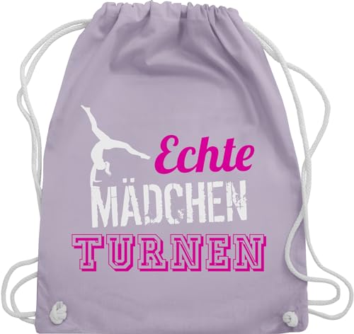 Turnbeutel Rucksack - Echte Mädchen turnen I Geschenk Turnerin - Unisize - Pastell Lila - kunstturnen kinderturnbeutel sport turn beutel für turner 25. geburtstag gymnastic stoffrucksack von Shirtracer