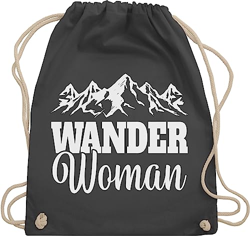 Turnbeutel Rucksack - Wander Woman - Unisize - Dunkelgrau - wandergeschenke sport berg beutel wandergeschenk berge stoffbeutel geschenke für wanderfreunde travel stoffrucksack wandergadges bergen von Shirtracer
