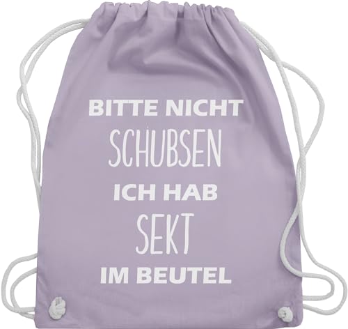 Turnbeutel Rucksack - Sportbeutel bedruckt Geschenk - Bitte nicht schubsen ich hab Sekt im Beutel - Unisize - Pastell Lila - sektgeschenke für frauen festival-bag festival sprüche stoffbeutel von Shirtracer