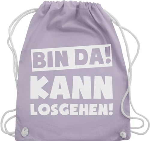 Turnbeutel Rucksack - Sprüche Statement mit Spruch - Bin da kann losgehen - Unisize - Pastell Lila - sport beuteltasche bags backpack gym beutel turnsackerl turnen tasche stofftaschen rucksäcke von Shirtracer